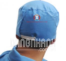 Mũ blu vải lon TQ (thô) trắng / xanh (2 lớp vải)