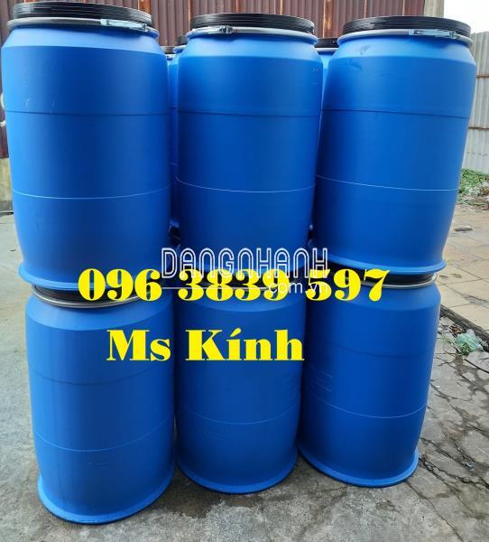 Thùng phuy nhựa 200 lít nắp mở đai sắt, thùng phi nhựa đựng hóa chất - 096 3839 597 Ms Kính