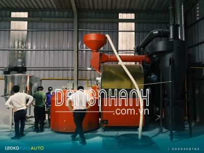Máy rang cà phê công suất 120kg auto