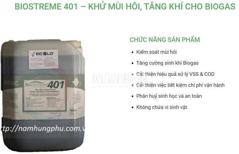 Biostreme401 khử mùi hôi, tăng sinh khí Biogas