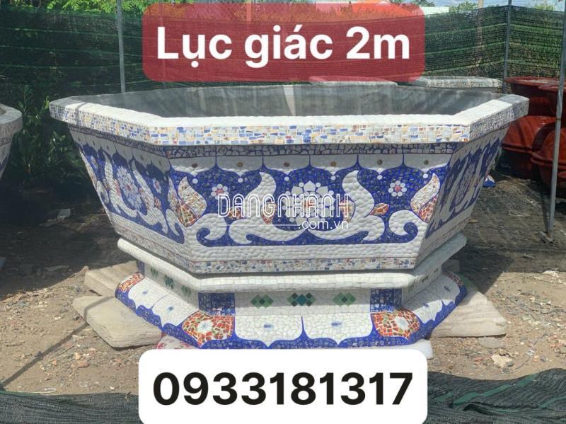 chậu hoa đắp mảnh sành sứ - cẩn miểng chén dĩa thủ công