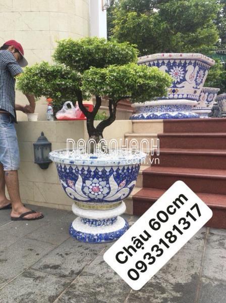 chậu hoa đắp mảnh sành sứ - cẩn miểng chén dĩa thủ công