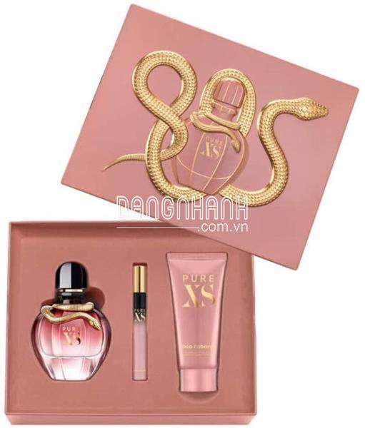 Gift set paco rabanne pure xs for her edp ( edp 80ml + edp 10ml + body lotion 100ml)