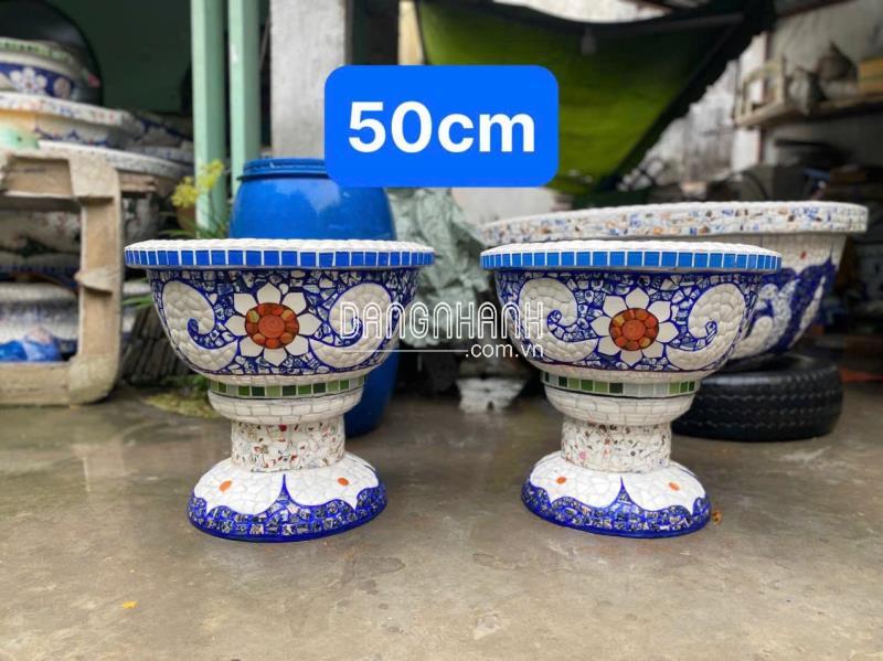 chậu hoa đắp mảnh sành sứ - cẩn miểng chén dĩa thủ công