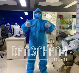 Bộ Quần áo phòng dịch 7 món gồm đủ bộ, có đủ giấy tờ xuất ( mầu xanh, trắng )