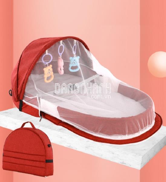 Gường trẻ em gấp gọn có lưới chống muỗi 