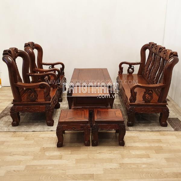 Bàn Ghế Phòng Khách Gỗ Cẩm Lai Chạm Đào Tay 12 6 Món Đẹp Cao Cấp