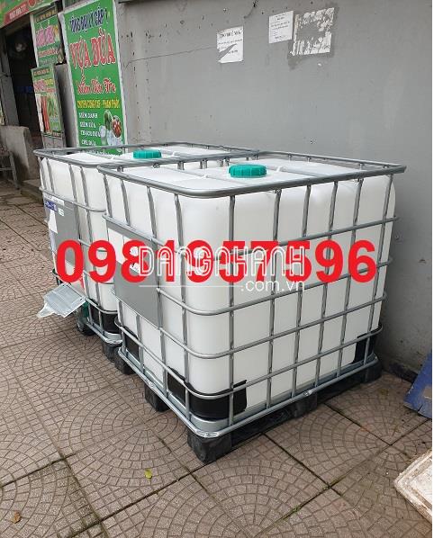 Bồn nhựa 1000 lít, tank nhựa IBC 1000l, Bồn nhựa khung sắt cũ mới