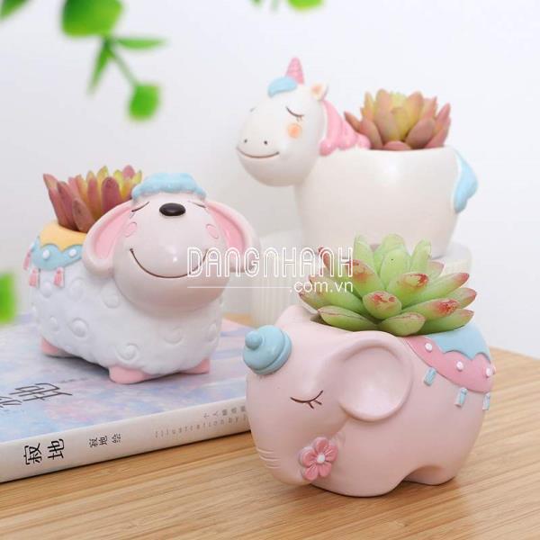 Chậu Hoạt Hình Động Vật, Để Bàn, Trồng Sen Đá