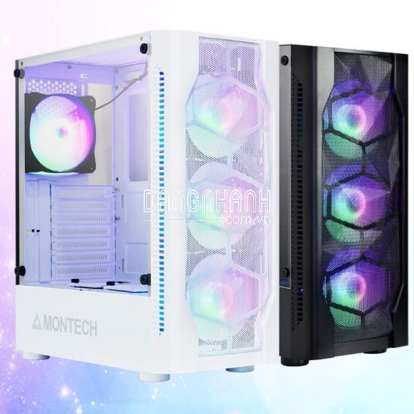 Case Máy Tính Montech X1 (Black/ White Có Sẵn 4 Fan RGB)