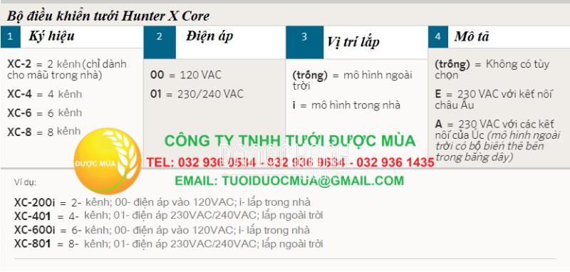 Bộ điều khiển Hunter X-Core 601A (6 kênh tưới)