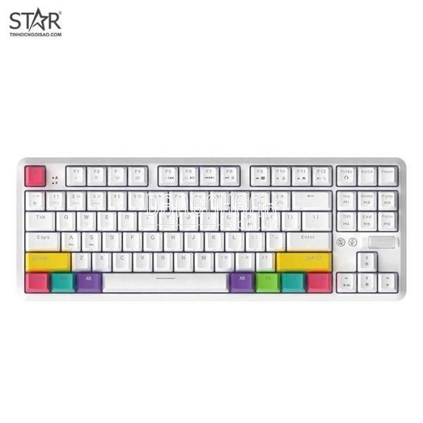Bàn Phím Cơ Ajazz K870T RGB Gaming Bluetooth White Red Switch TKL (Trắng)