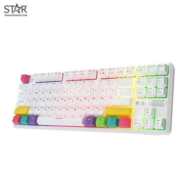 Bàn Phím Cơ Ajazz K870T RGB Gaming Bluetooth White Red Switch TKL (Trắng)
