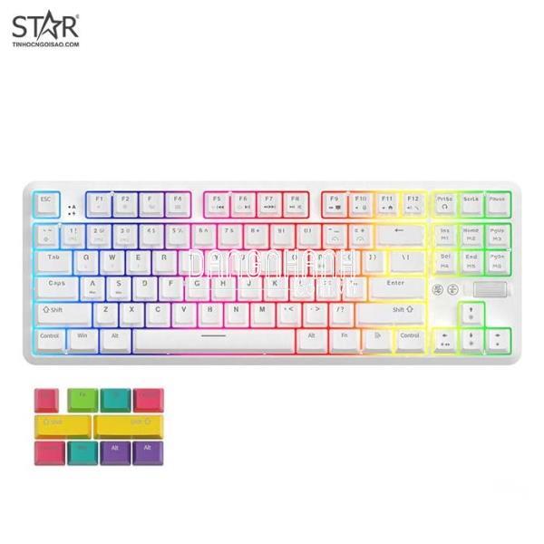 Bàn Phím Cơ Ajazz K870T RGB Gaming Bluetooth White Red Switch TKL (Trắng)