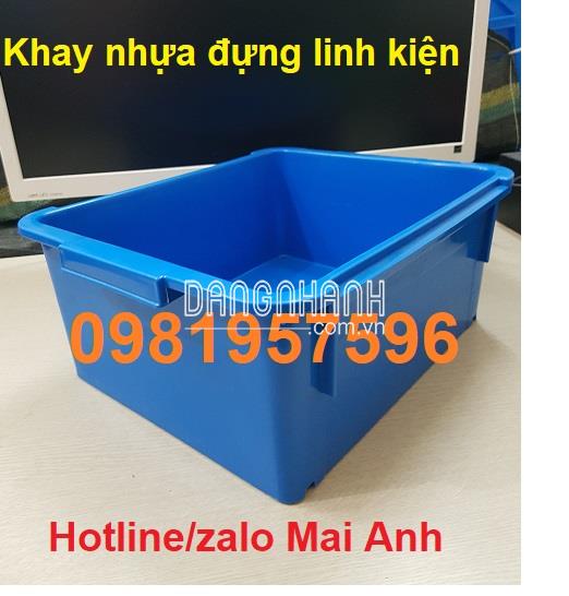 Khay nhựa linh kiện kích thước 370x305x160mm, bề mặt khay nhựa nhẵn mịn