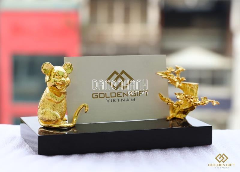 GIÁ ĐỠ DANH THIẾP HÌNH CHUỘT MẠ VÀNG - GDHC