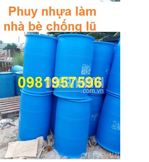 nhựa 220l nắp nhỏ, phuy nhua lam be, phuy nhựa làm bè nổi