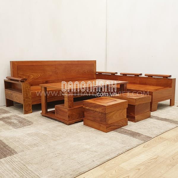 Sofa Phòng Khách Góc L Gỗ Hương Hiện Đại Vàng Đẹp Giá Rẻ