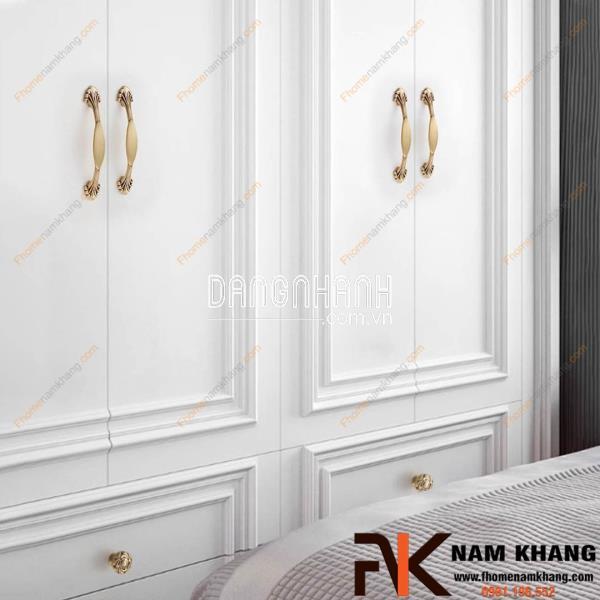 Tay nắm tủ đồng hoa văn cổ điển NK449D | Zalo 0901 196 552
