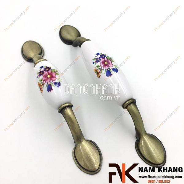 Tay nắm tủ sứ hoa cao cấp NK008 | Zalo 0901 196 552