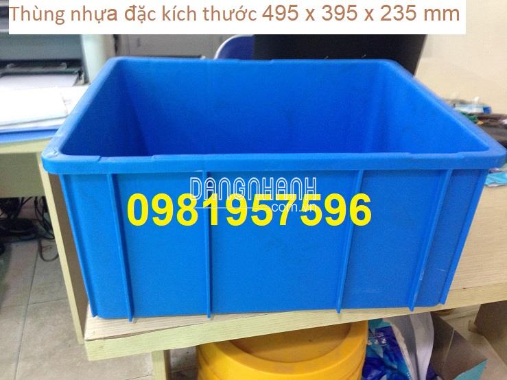 Thùng nhựa đặc kích thước 495 x 395 x 235 mm, khay nhựa, sóng nhựa bít