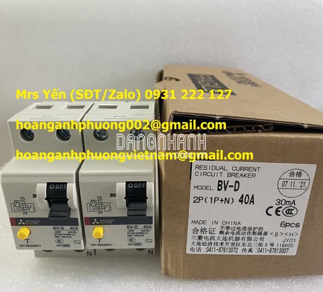 BV-D 2P 40A 30mA | CB chống rò Mitsubishi | Hàng sẵn kho giá tốt