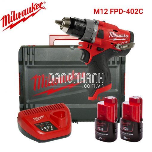 Máy khoan động lực dùng Pin Milwaukee M12 FPD-402C (SET 2 pin 4.0Ah)
