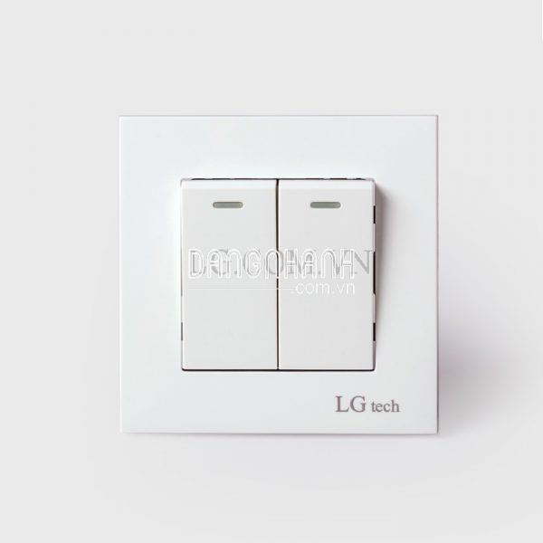 Công tắc điện đôi mặt vuông nhựa trắng LG tech