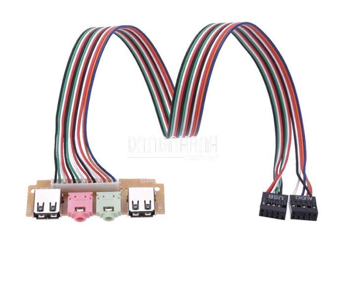 Cáp chuyển 9Pin Audio USB Header ra Mic Loa 2 cổng USB 2.0