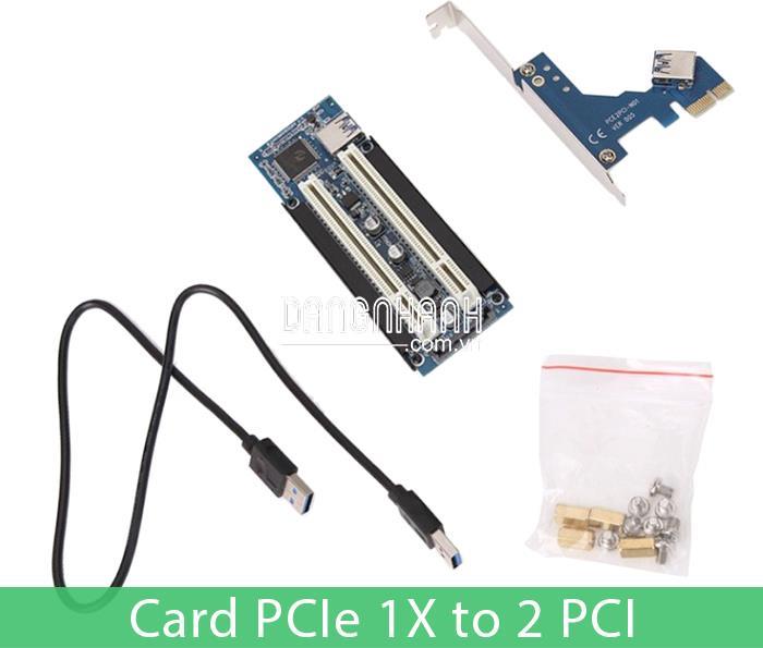 Card chuyển đổi PCIe 1X sang 2 PCI thường (cáp USB 3.0)