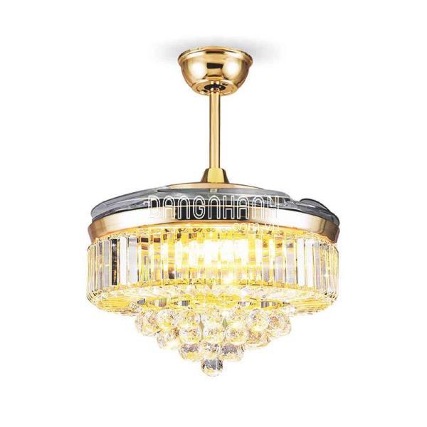 Quạt trần cánh xếp đèn led Sinwa màu vàng kim