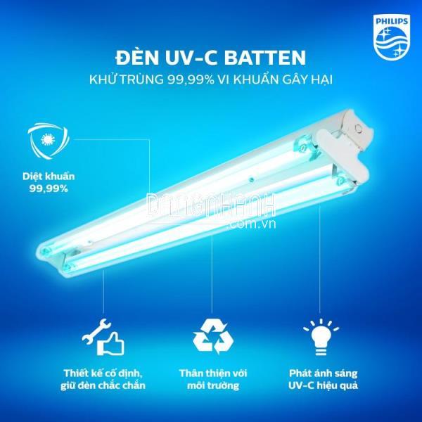 Bộ máng đèn Philips TMS160C 2X36W TUV SLV/6 R UV-C Batten