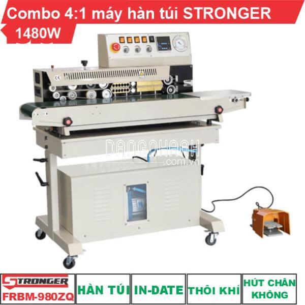 Máy hàn miệng túi liên tục hút chân không, thổi khí có in date Stronger FRBM-980ZQ
