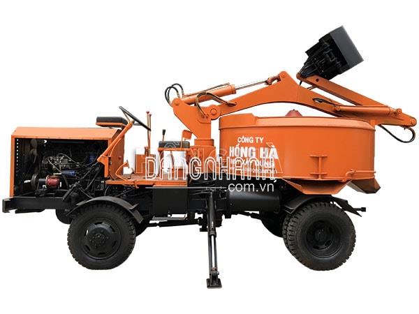 Máy trộn bê tông tự cấp liệu Hồng Hà phanh hơi