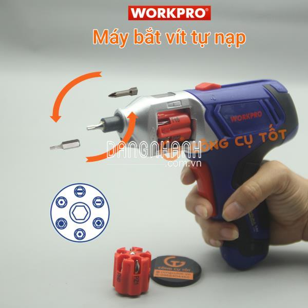 MÁY BẮT VÍT TỰ NẠP Ổ 6 KÈM 12 ĐẦU VÍT WORKPRO W121001