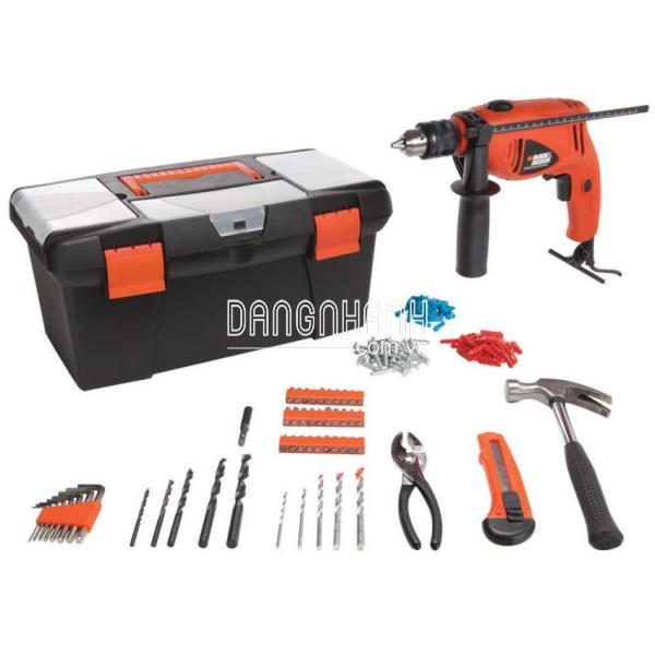 BLACK & DECKER KHD500BX-B1 - Bộ máy khoan búa + 100 chi tiết (Cam)