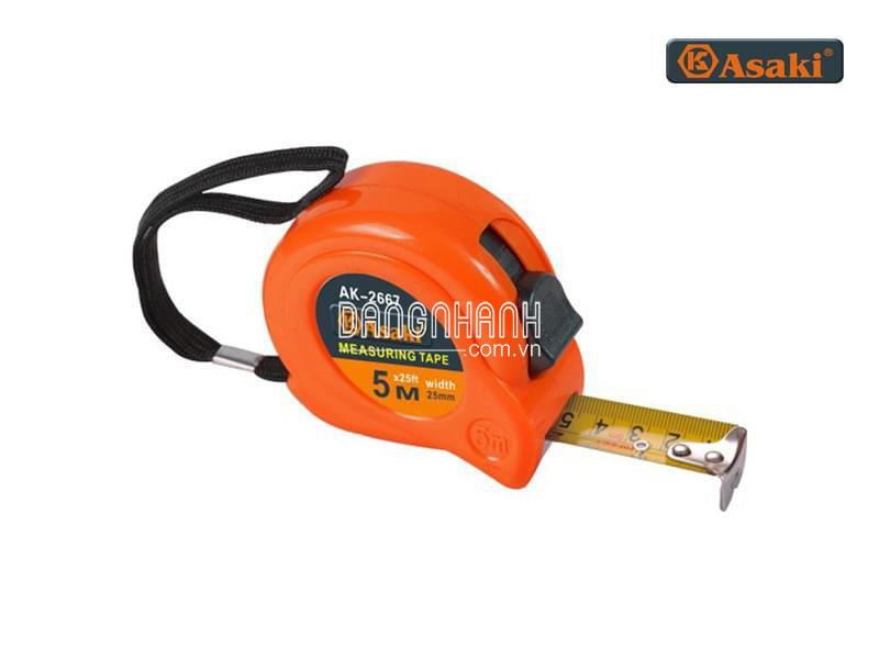 Thước kéo nền vàng hệ Inch & Mét (5mx25mm) Asaki AK-2667