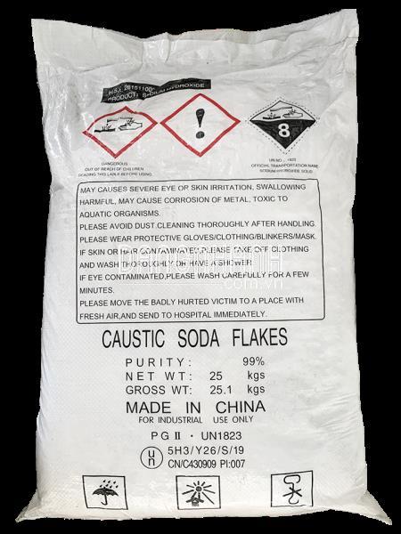Sodium hydroxide 99% NaOH, Trung Quốc, 25kg/bao