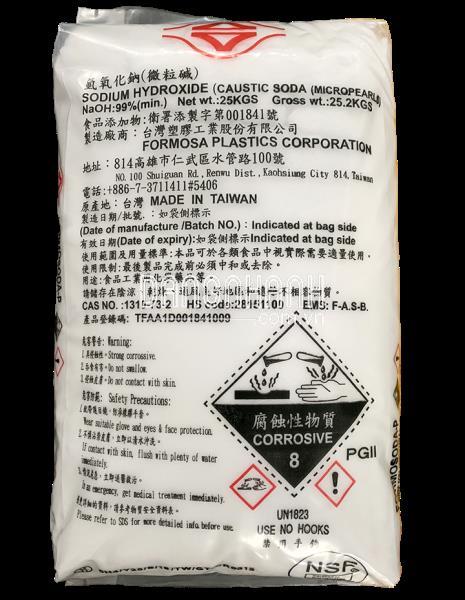 Sodium hydroxide 99% NaOH, Đài Loan, 25kg/bao