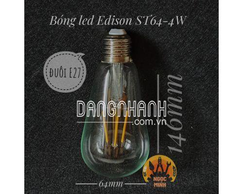 Bóng đèn led dây tóc Edison trang trí Vintage - bóng đèn ST64-4w.