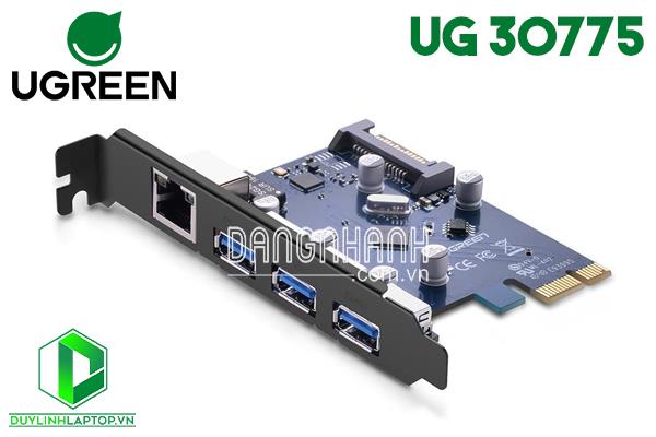 Card PCI Express to 3 USB 3.0 + Lan tốc độ 1000Mbps Ugreen 30775