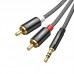 Cáp Audio 3,5mm ra 2 đầu RCA Ugreen 60241 dài 2m Bọc Nylon Chính Hãng