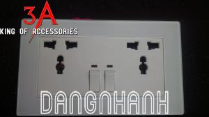 Ổ cắm 3 chấu đôi vuông mặt kính13A - điện âm tường LGTECH