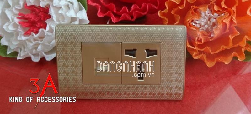 Ổ cắm đa năng 118 có cổng USB - màu vàng kim - Âm tường
