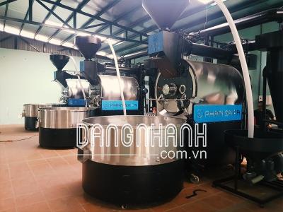 Máy rang cà phê 120kg hot air hồi khí