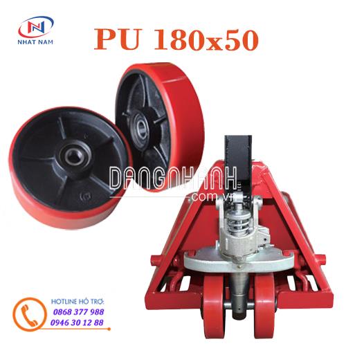 Bánh xe nâng tay PU 180x50mm, bánh lái lớn