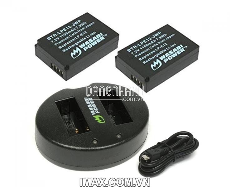 BỘ 1 PIN VÀ 1 SẠC ĐÔI WASABI FOR CANON LP-E12