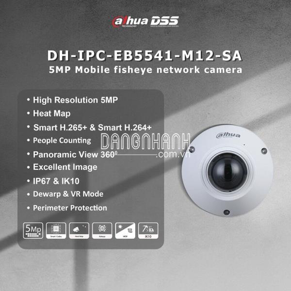 Camera IP Fisheye 5.0 Megapixel Dahua Fisheye DH-IPC-EB5541-M12-AS