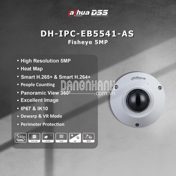 ​Camera IP Fisheye 5.0 Megapixel Dahua Fisheye DH-IPC-EB5541-AS