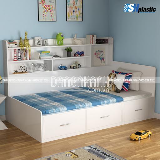 GIƯỜNG NGỦ NHỰA ĐÀI LOAN ĐƠN THÔNG MINH LIỀN KỆ / SHPLASTIC GN19